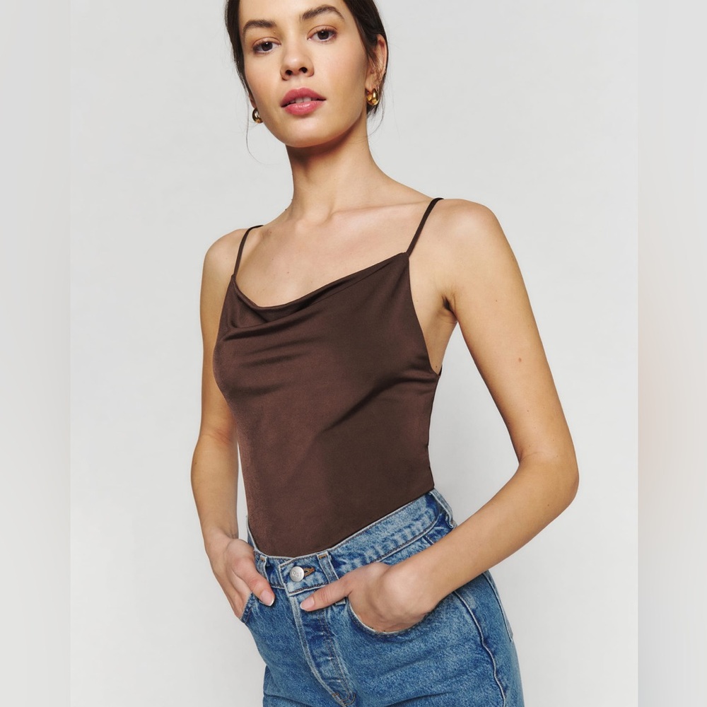Reformation Emmett Knit Top Medium in Cafe Brown